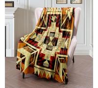 Couverture Polaire Fashion Aztec Hand Drawn Tribe Abstract Bird Prehistoric Signs Folkloric Symbols Pattern Style Plaid Polaire Confortable Couverture en Peluche Doux Plaid Canape pour Canapé M