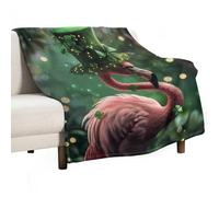 Couverture Polaire Flamingo Shamrock St Patricks Day Plaid Canape Légère Plaid Polaire Confortable Couverture en Peluche pour Camping Canapé Chambre À Coucher S