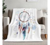 Couverture Polaire Flanelle 127 x 152 cm, Couleur Imprimé Hiver Chaude Douce Moelleuse Couverture de Lit - Bohème Attrape-Rêves Clip Art Réversible Peluche Couverture Convient Adulte et Enfant