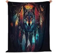 Couverture Polaire Flanelle 150x200 cm, Motif Filet de rêve Loup Couverture Plaid Doux et Confortable pour Canapé, Couvertures Chaude et Moelleuse Style Fantastique pour Salon