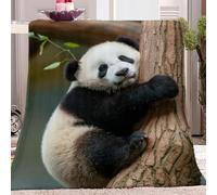 Couverture Polaire Flanelle Animal Mignon Panda Imprimé Hiver Chaude Douce Moelleuse Microfibre Noir, Blanc Couverture de Lit Couvre-lit Jeté de Canapé, Convient Adulte et Enfant 200 x 220 cm