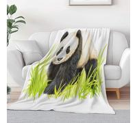 Couverture Polaire Flanelle Animaux Panda Géant Prairie Polaire Plaid, Jeté de Canapé Douillette Confortable Couverture de Lit 2 Personnes Plaid d'hiver, 130 x 150 cm Blanc