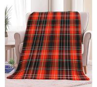 Couverture Polaire Flanelle Grille De Lignes Minimaliste Polaire Plaid, Jeté de Canapé Douillette Confortable Couverture de Lit 2 Personnes Plaid d'hiver, 180 x 200 cm Noir