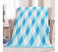 Couverture Polaire Flanelle Illustration De Grille Simple Polaire Plaid, Jeté de Canapé Douillette Confortable Couverture de Lit 2 Personnes Plaid d'hiver, 100 x 130 cm Bleu Clair