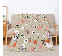 Couverture Polaire Flanelle Impressions Florales Plaid 3D Impression Plants Couverture Douce Et Chaude, pour Canapé Lit Sofa Chambre Jeté, Plaid anti-Pilling Hypoallergénique - 80x90inch·A4896