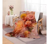 Couverture Polaire Flanelle Imprimé Floral - 200X220 Cm Confortable pour Douceur Plaid Canape, Couverture Lit 2 Personnes, Idéal pour Les Canapés et Les Lits, Plaid Rose-AF37