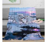 Couverture Polaire Flanelle Imprimée Lion, Couverture De Lit Glacier, Ultra Douce Et Chaude Idée Original pour Garçons Et Filles 40x50inch(100x130cm)