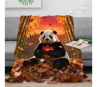 Couverture Polaire Flanelle Imprimée Panda, Couverture De Canapé Forêt Bambou Coucher de Soleil, Ultra Douce Et Chaude Cadeau pour Garçon Et Enfant 60x80inch(150x200cm)