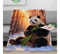 Couverture Polaire Flanelle Imprimée Panda, Couverture De Canapé Snow-Covered Bois, Ultra Douce Et Chaude Cadeau pour Garçon Et Enfant 40x50inch(100x130cm)
