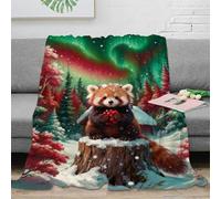 Couverture Polaire Flanelle Imprimée Panda Roux, Plaid De Canapé Aurora Bois, Douce Et Chaude Cadeau pour Garçon Et Enfant 60x80inch(150x200cm)