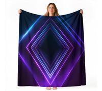 Couverture Polaire Flanelle Lignes en Forme De Losange 3D Hiver Chaude Douce, Bleu Foncé Couverture de Lit Couvre-lit Jeté de Canapé, Convient Adulte et Enfant 220 x 260 cm
