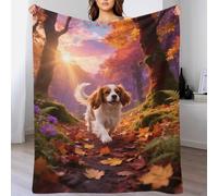 Couverture Polaire Flanelle Motif Cavalier King Charles Spaniel, Couverture De Lit Chien Bois, Douce Et Moelleuse Cadeau Unique pour Garçon Et Enfant 50x60inch(127x152cm)