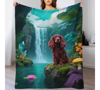 Couverture Polaire Flanelle Motif Cavalier King Charles Spaniel, Couverture De Lit Chien Cascade, Douce Et Chaude Idée Original pour Garçon Et Enfant 70x80inch(180x200cm)