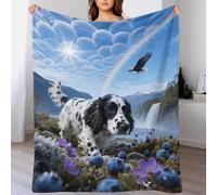 Couverture Polaire Flanelle Motif Cocker Spaniel Anglais, Couverture De Lit Chien Nuages, Douce Et Chaude Idée Original pour Garçon Et Enfant 70x80inch(180x200cm)
