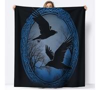 Couverture Polaire Flanelle Motif De Nœud Celtique De Corbeau Polaire Plaid, Jeté de Canapé Douillette Confortable Couverture de Lit 2 Personnes Plaid d'hiver, 150 x 200 cm Noir