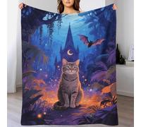 Couverture Polaire Flanelle Motif European Shorthair, Couverture De Lit Chat Église, Douce Et Chaude Idée Original pour Garçon Et Enfant 70x80inch(180x200cm)