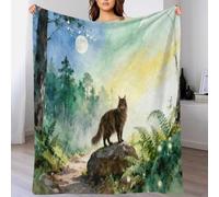 Couverture Polaire Flanelle Motif Maine Coon, Plaid De Canapé Bois au Clair de Lune, Douce Et Chaude Idée Original pour Garçons Et Filles 80x90inch(200x230cm)