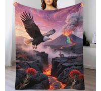Couverture Polaire Flanelle Motif Pygargue à Tête Blanche, Couverture De Lit Volcan, Douce Et Chaude Cadeau Unique pour Garçon Et Enfant 40x50inch(100x130cm)