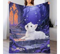 Couverture Polaire Flanelle Motif West Highland White Terrier, Couverture De Lit Chien Église, Douce Et Chaude Cadeau pour Garçon Et Enfant 70x80inch(180x200cm)