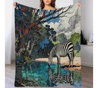 Couverture Polaire Flanelle Motif Zèbre, Plaid De Canapé Hauts-Fonds Forestiers, Douce Et Chaude Cadeau Unique pour Garçon Et Enfant 40x50inch(100x130cm)