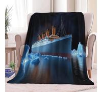 Couverture Polaire Flanelle Photographier Le Titanic Polaire Plaid, Jeté de Canapé Douillette Confortable Couverture de Lit 2 Personnes Plaid d'hiver, 180 x 200 cm Noir
