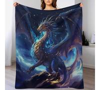 Couverture Polaire Flannel Dragon en Tissu Peluche Extra Doux Thermique pour Lit Et Canapé pour Améliorer Le Sommeil Lavable À La Couverture Machine Facile À Manipuler （180×200cm）