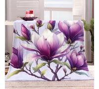 Couverture Polaire Fleur De Magnolia Pourpre 100x130 cm Plaid Couverture Sherpa en Microfibre Douce, Couverture en Flanelle Chaude Et Confortable, 3D Jeté de Canapé