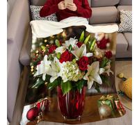 Couverture Polaire Fleurs Tulipes et Roses 100 x 130 cm Plaid Flanelle Imprimé 3D, Doux et Chaud pour Lit, Canapé, Salon, Enfant et Adulte