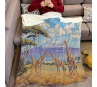 Couverture Polaire Girafe de la Savane 130 x 150 cm Plaid Sherpa Flanelle Imprimé 3D, Super Doux et Chaud pour Lit, Canapé, Enfant ou Adulte