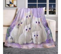 Couverture Polaire Gros Plan Mignon Chaton Aquarelle - Coloré Motif Couverture De Canapé en Flanelle, Douce, Moelleuse Et Chaude, Cadeau pour Garçons Et Enfants 150×200 cm