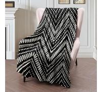 Couverture Polaire Hand Paint Drawn Pattern Zigzag Stripe Theme Line Nordic Sketch Linear Textures Geometric Plaid Canape Confortable Couverture en Peluche Luxueuse Plaid Polaire pour Canapé L