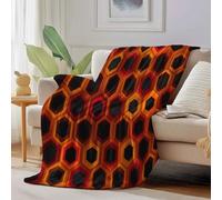 Couverture Polaire Hexagone Géométrique 3D Pour Lit, Canapé, Voyage Et Camping, Couverture En Peluche Super Douce, Confortable, Résumé Moderne Pour Toutes Saisons, 150 X 200 Cm Couleur Orange
