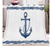 Couverture Polaire Imprimée Ultra Douce et Confortable, Minimaliste Nautique Logo Plaid Léger et Respirant, Bleu Facile d’Entretien, 200 x 200 cm Idéal pour la Maison et Le Camping