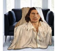 Couverture polaire légère Adam Driver en flanelle douce pour canapé et lit, noir
