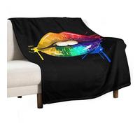 Couverture Polaire Lèvres Arc-en-Ciel Gays Homosexuels Lesbiennes Plaid Canape Doux Plaid Polaire Confort Couverture en Peluche pour Camping Cadeau Chambre À Coucher L