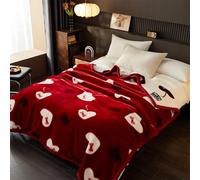 Couverture Polaire Lourde en coréen 2 Personnes, 200x230cm, 3.5kg, Double Couche Douce et Chaude, Plaid épaisse en imprimé Raschel pour Automne, Hiver