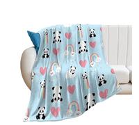 Couverture Polaire Lovely Cute Panda Cartoon Animal Panda Rainbow Colorful Clouds Print Plaid Canape Confortable Plaid Polaire Haute Qualité Couverture en Peluche pour Canapé Camping M