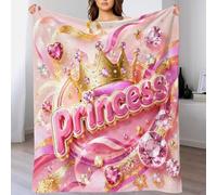 Couverture polaire microfibre princesse couronne impression 3D | 50x60inch toucher doux microfibre chaleur légère chambre enfant canapé déco cadeau motif vibrant