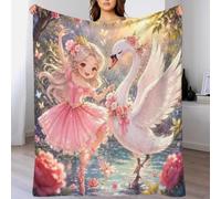 Couverture polaire microfibre princesse cygne impression 3D | 60x80inch douceur microfibre toucher moelleux chaleur légère chambre enfant canapé conte de fées déco