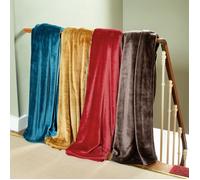 Couverture polaire microvelours 220x240 cm VELVET Bleu Lac