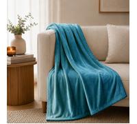 Couverture polaire microvelours 240x260 cm VELVET Bleu Lac