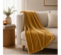 Couverture polaire microvelours 240x260 cm VELVET Jaune Miel