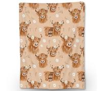 Couverture Polaire Mignonne Vache des Highlands Couvertures en Flanelle Moelleuse Plaid Polaire Confortable Couverture en Peluche pour Camping Chambre À Coucher Canapé S