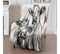 Couverture Polaire Nature Healthy Two Cows Black White Expression Sketch Field Cow Cattle Scenics Animals Wildlife Plaid Canape Confortable Plaid Polaire Doux Couverture en Peluche pour S