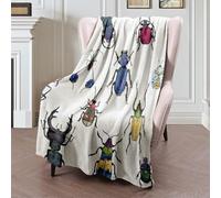 Couverture Polaire Nature Paint Hand Drawn Painted Pattern Watercolor Animals Poster Wildlife Textures Plaid Polaire Luxueuse Couverture en Peluche Haute Qualité Plaid Canape pour Canapé S