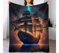 Couverture Polaire Navire Pirate, Couverture en Flannel Épaisse Couche Douce Et Confortable - Couverture Lit, Plaid Canape, Couvre - Chaud, Confortable, Durable (180×200cm)