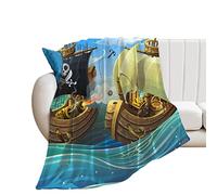 Couverture Polaire Navire Pirate Plaid Canapé Flanelle Doux Jeté De Canapé 100×130cm