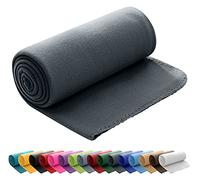 Couverture Polaire oekoTex 130x160 cm env. 400g Lourde avec Anti-Boulochage et Bord ourlé Gris foncé Gris