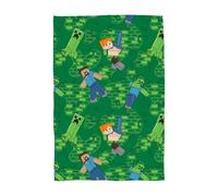 Couverture Polaire Officielle Minecraft Character World | Plaid Ultra Doux et Chaud | Motif Niveaux | Idéale pour la Maison, la Chambre, Les soirées Pyjama et Le Camping 100 x 150 cm | Vert
