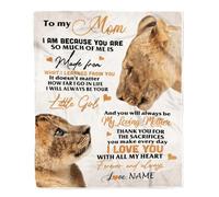 Couverture Polaire personnalisée pour Maman, de la Part de ma Fille Lion, Je t'aime de Tout Mon cœur, Maman, Anniversaire, fête des mères, Noël